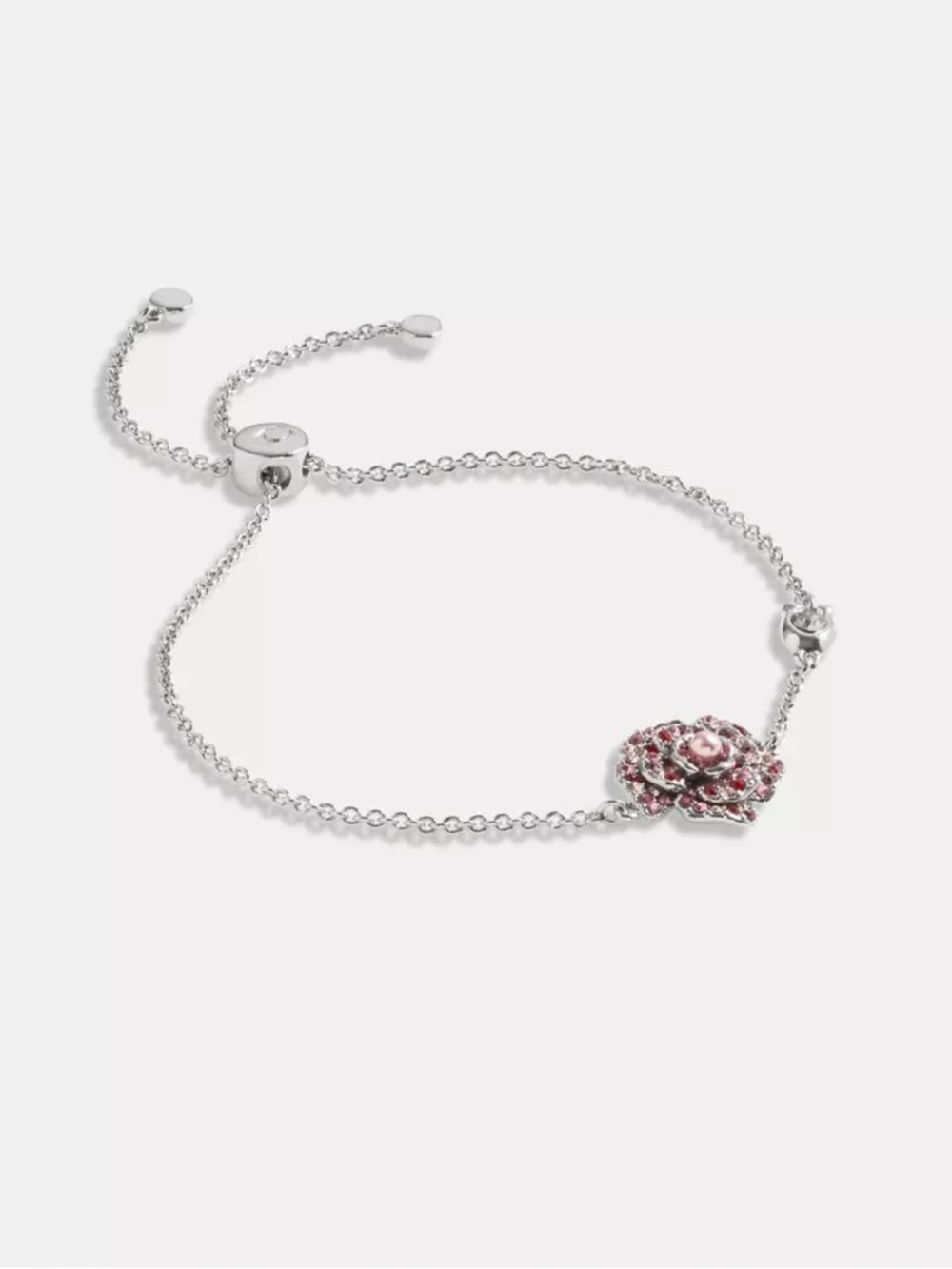 NWOT Coach Slider Flower Bracelet  with Pink Floral Crystal Charm